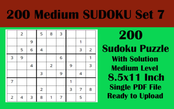1 File 200 Sudoku Medium 8.5x11 KDP V 7: Your Ultimate Puzzle Companion