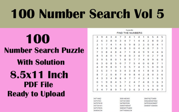 Discover the Joy of Number Search Puzzles with 100 Number Search 8.5x11 Puzzle Vol 5