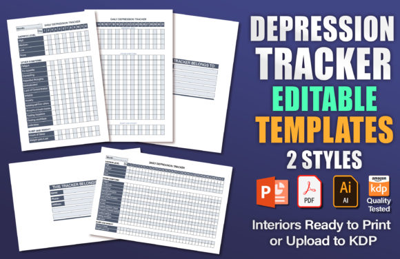 Empowering Mental Health with the Depression Tracker Editable KDP Template