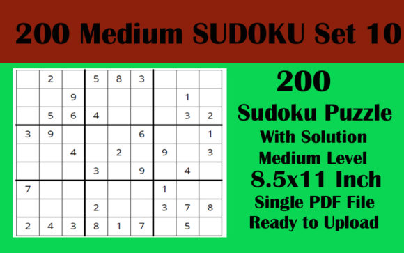 Explore 1 File 200 Sudoku Medium 8.5x11 KDP V 10: A Perfect Puzzle Companion
