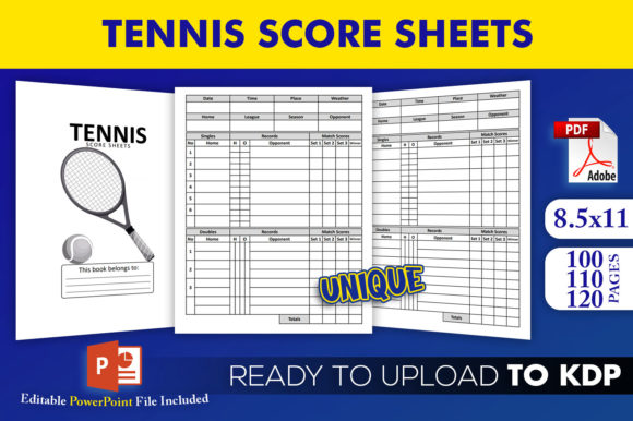 Tennis Score Sheets Book for KDP