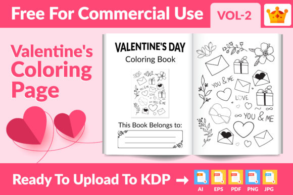 Valentine Day Coloring Page KDP Interior